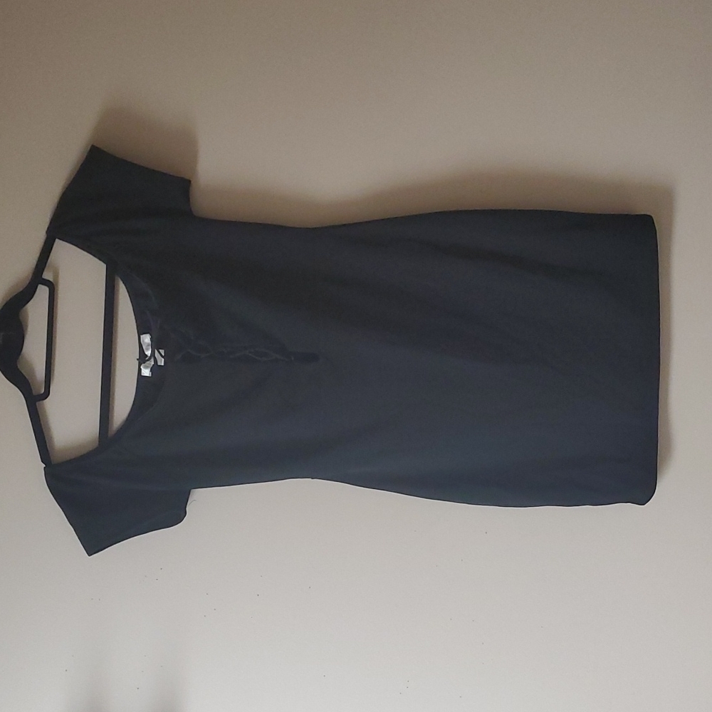 Black Front Tie Up Dress